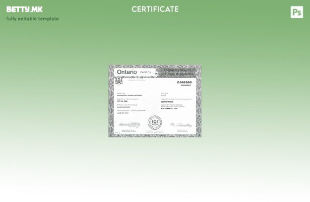 модерен стил Канада Шаблон за извод од матична книга на родени од општ матичар